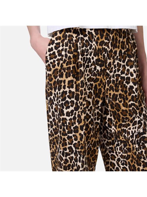 Pantalone dritto in crêpe animalier con doppie pinces ELISABETTA FRANCHI | PA05547E247E2B85